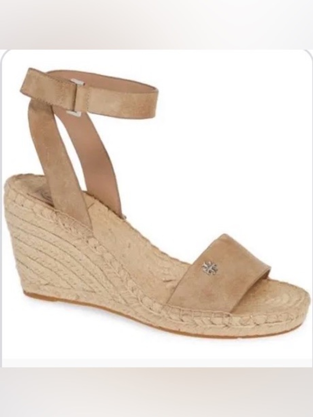 Tory Burch Bima Tan Suede Ankle-Strap Espadrille Wedge